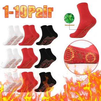1-10 Çift Kış Unisex Sıcak Kendinden Isıtma sağlık çorapları Ağrı kesici Açık Anti-Soğuk Terapi Manyetik Termal Çorap Erkekler Kadınlar