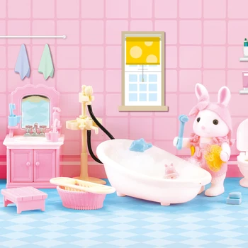 1:12 Evcilik Minyatür Mobilya oyuncak seti Orman Hayvan Aile DIY Banyo Yemek Odası Mutfak Yatak Odası Kız Yılbaşı Hediyeleri