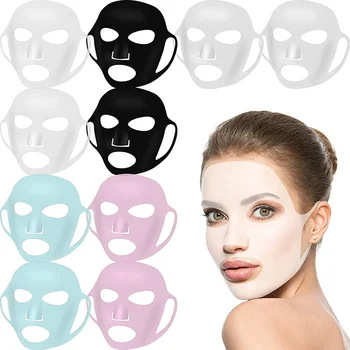 1 Adet Silikon Yüz Maskeleri Nemlendirici Kullanımlık Seyahat Tutucu Levha Maskeleri Kapak Buharlaşmayı Önlemek Güzellik Cilt Bakımı Yüz Maskeleri