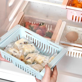 1 ADET Sıcak mutfak düzenleyici Ayarlanabilir Mutfak Buzdolabı Depolama Rafı Buzdolabı Dondurucu Raf Tutucu Pull-Out Çekmece Alanı