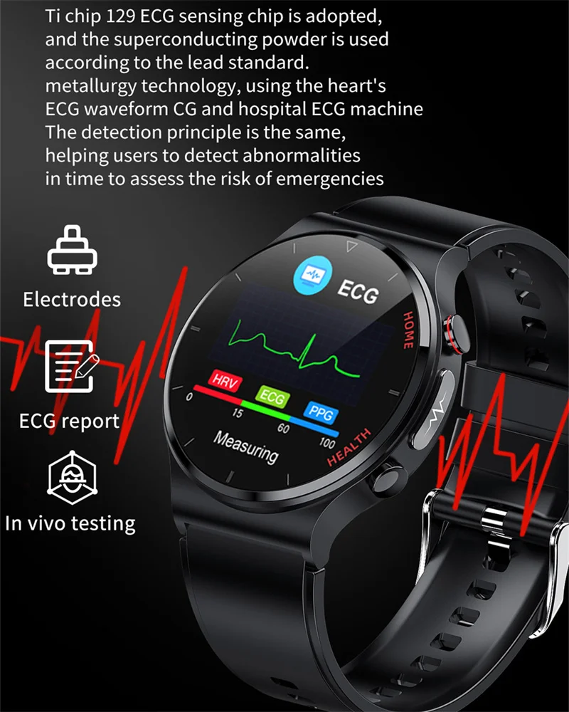 2023 Lazer Tedavisi Üç yüksek akıllı izle erkekler EKG PPG Kalp Hızı Kan Basıncı Sağlık İzci Akıllı izle Huawei Xiaomi için Görüntü 2
