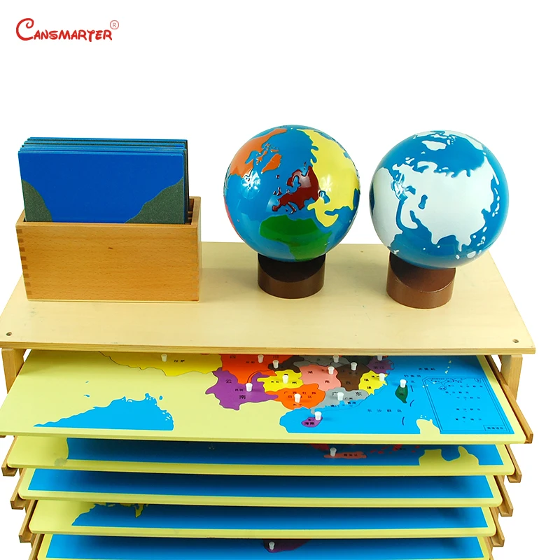 Dünya Haritaları yap-boz oyunları Kurulu Çerçeve Seti Montessori Öğretim bebek oyuncakları Eğitici Çocuk Küre Kutusu Kayın Ahşap Oyuncaklar Görüntü 3