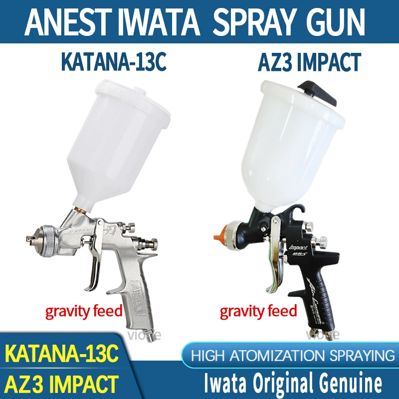 Japonya Orijinal Anest Iwata Boya püskürtme tabancası 1.3 mm Katana Araba Tamir Boyama Tabancası Plastik Bardak Yerçekimi Görüntü 0