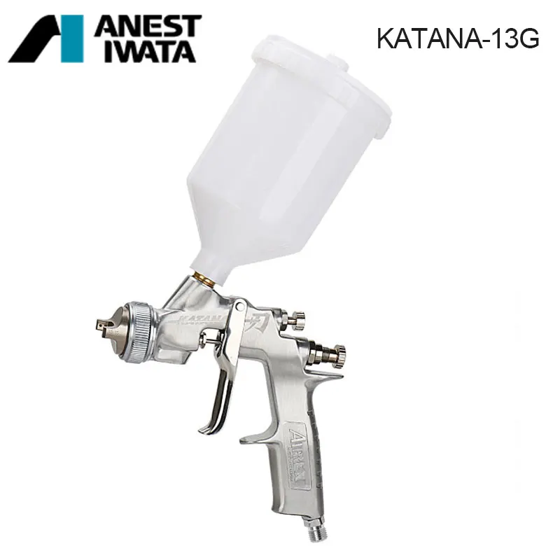 Japonya Orijinal Anest Iwata Boya püskürtme tabancası 1.3 mm Katana Araba Tamir Boyama Tabancası Plastik Bardak Yerçekimi Görüntü 4