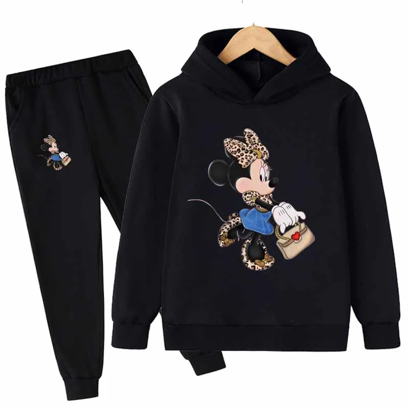 Minnie Mouse Rahat Çocuk Giysileri 2 Parça Hoodies Seti Giyim Serin Kız Giyim Erkek Eşofman Çocuk Bebek Giysileri Görüntü 2