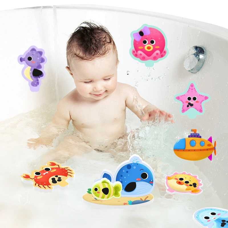 Bebek Banyo Oyuncakları 0 12 Ay 1 Yıl Çocuklar Hayvan Sticker Bulmaca Oyuncaklar Yumuşak EVA Macun Erken Eğitim Duyusal Oyuncak Su Oyuncak Görüntü 1
