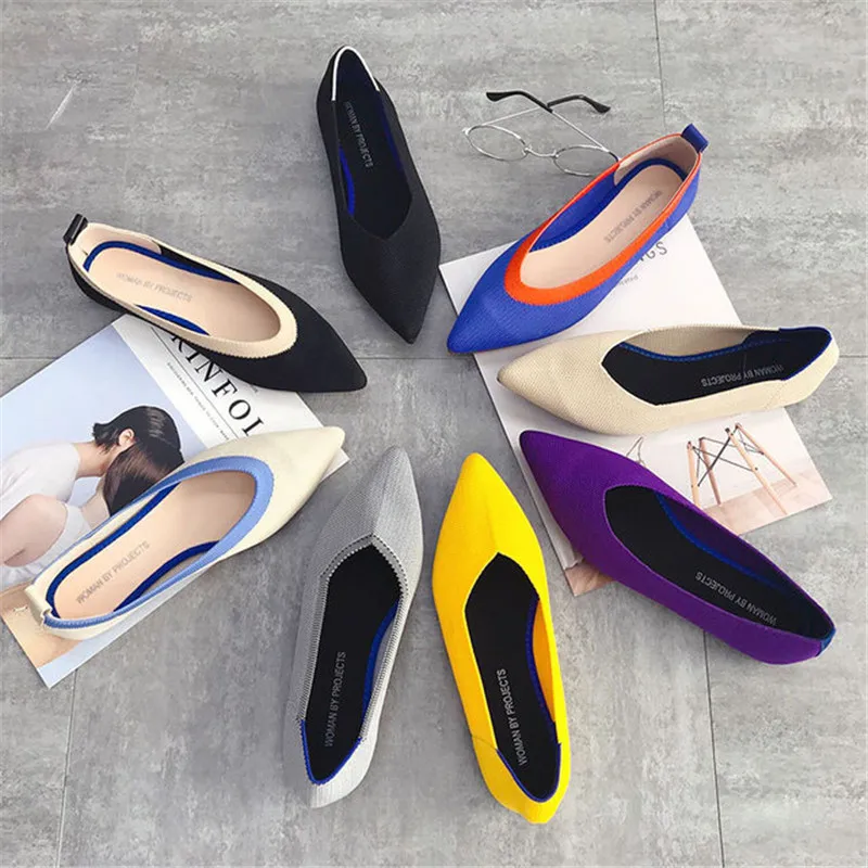 2022 kadın düz ayakkabı bale ayakkabıları Nefes Örgü Sivri Ayakkabı Mokasen Karışık Renk kadın yumuşak ayakkabı Kadın Zapatos De Görüntü 1