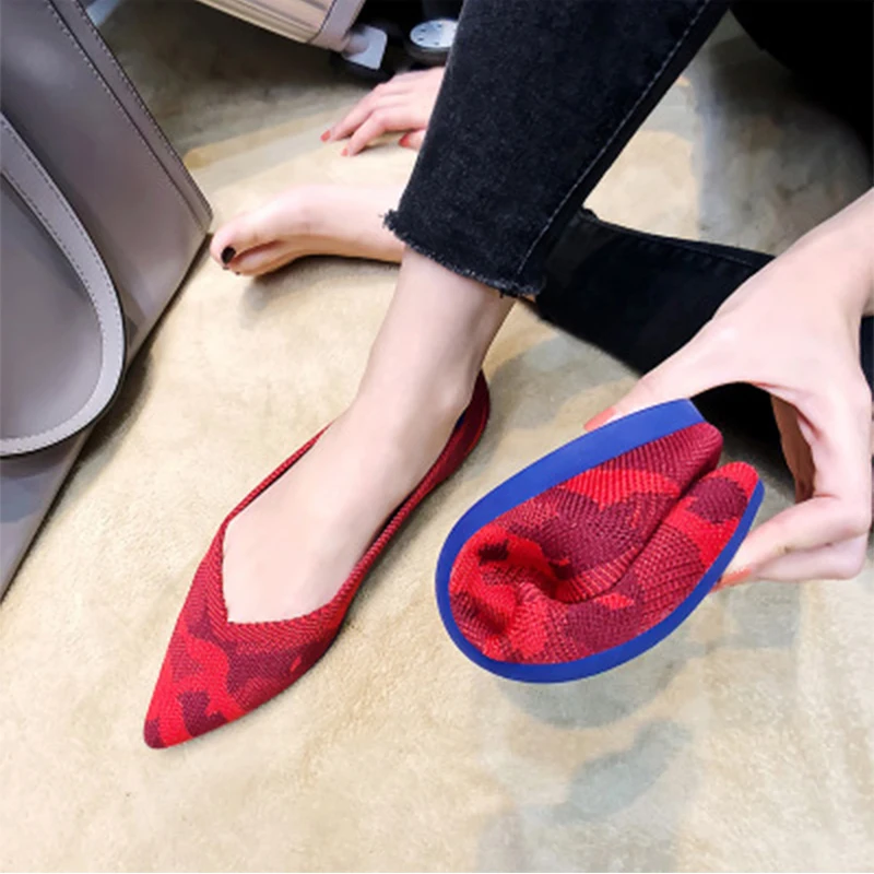 2022 kadın düz ayakkabı bale ayakkabıları Nefes Örgü Sivri Ayakkabı Mokasen Karışık Renk kadın yumuşak ayakkabı Kadın Zapatos De Görüntü 3