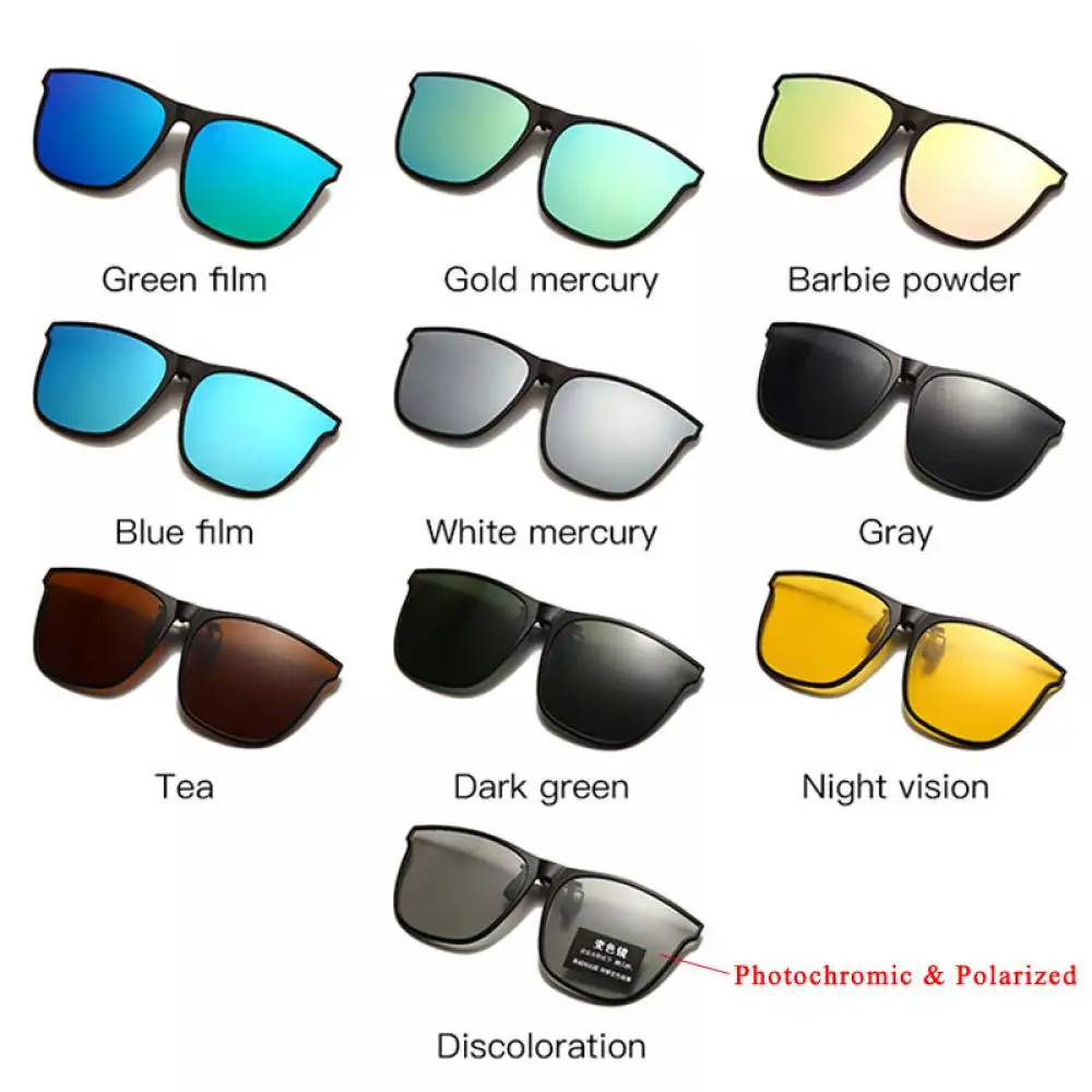 2022 Yeni Polarize Parlama Önleyici güneş gözlüğü üzerinde klip Erkekler Retro Kare Gözlük Fotokromik Araba Sürücü Gözlüğü Gece Görüş Gafas Görüntü 5