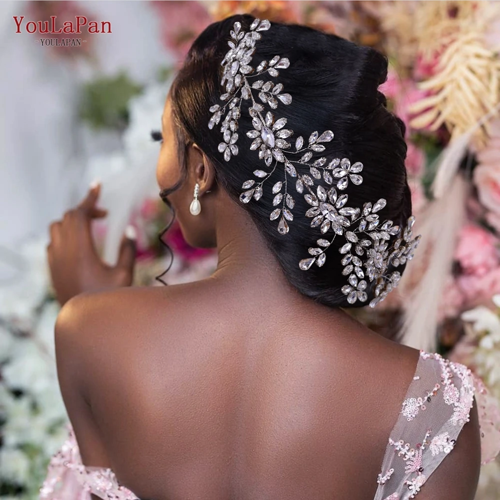 YouLaPan HP408 Zarif Gelin Kafa Düğün Saç aksesuarları Ziyafet Tiara Rhinestones Headdress Kadın Başlığı Şapkalar Görüntü 5