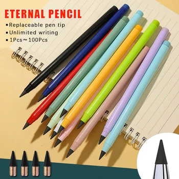 14 Renk Ebedi Kalem Değiştirilebilir Kalem İpuçları Sınırsız Yazma Kalemler Sevimli Çocuklar Yazma Boyama Araçları Kalemlik Silgi ile