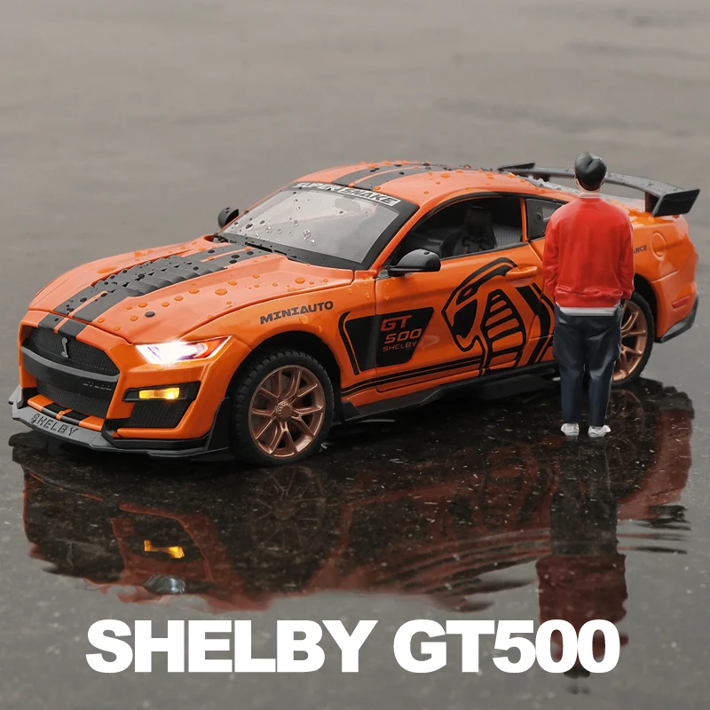 Yeni 1: 24 Yüksek Simülasyon Supercar Ford Mustang Shelby GT500 Araba Modeli Alaşım Geri Çekin çocuk oyuncağı Araba 4 Açık Kapı çocuk hediyeler Görüntü 0