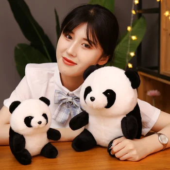 18/26cm Kawaii Çin Ulusal Hazine Panda peluş oyuncaklar Dolması Yumuşak Hayvan Siyah Beyaz Panda Yastık Sevimli Dekor Hediye Bebek için