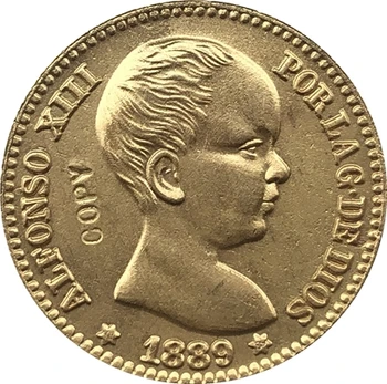 1889 İspanya 20 Peseta-Alfonso XIII kopya paraları