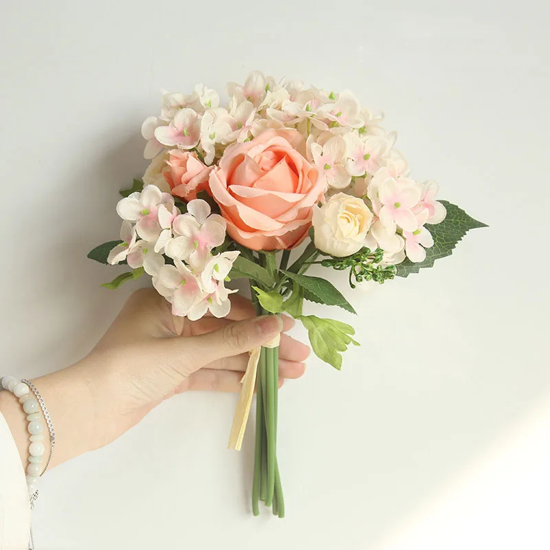 Düğün Gelin Buketi Küçük Çiçekler Gelinlik Aksesuarları Gelin Buketi İpek Güller Yapay Parti Ev Evlilik Dekorasyon Görüntü 0