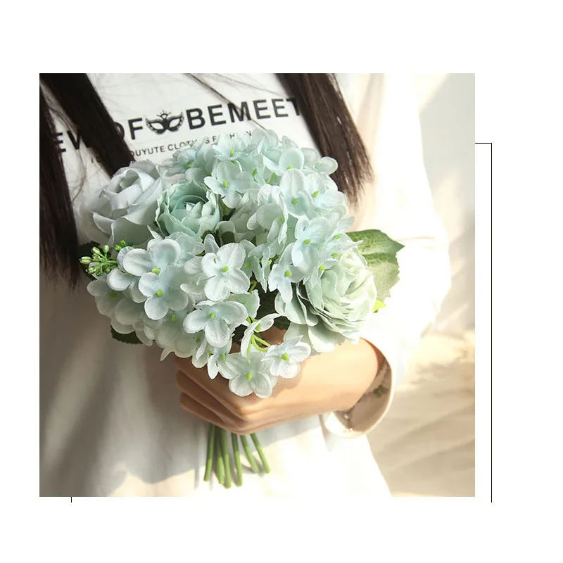 Düğün Gelin Buketi Küçük Çiçekler Gelinlik Aksesuarları Gelin Buketi İpek Güller Yapay Parti Ev Evlilik Dekorasyon Görüntü 3