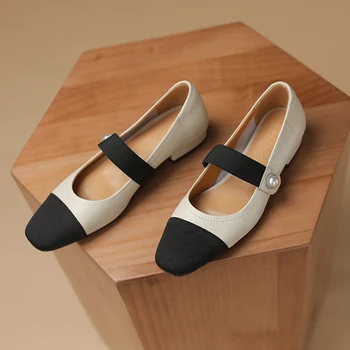2022 Vintage Zarif Yuvarlak Ayak Loafer'lar Kadın Moda Yeni Bahar Yaz Slip-On Katır Ayakkabı Kadınlar İçin Beyaz Daireler Topuklu Terlik