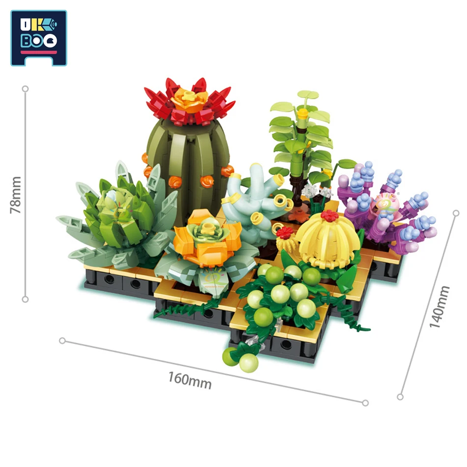 650 ADET Mikro Parçacık Saksı Modeli Yapı Taşı Yaratıcı DIY Bahçe Kaktüs Bonsai Bitki Tuğla Oyuncak Çocuklar için Dekorasyon Hediye Görüntü 2