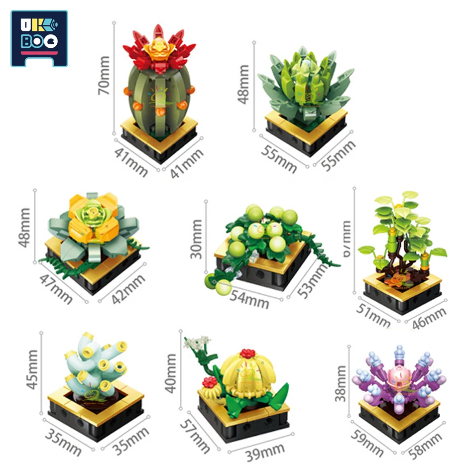 650 ADET Mikro Parçacık Saksı Modeli Yapı Taşı Yaratıcı DIY Bahçe Kaktüs Bonsai Bitki Tuğla Oyuncak Çocuklar için Dekorasyon Hediye Görüntü 3