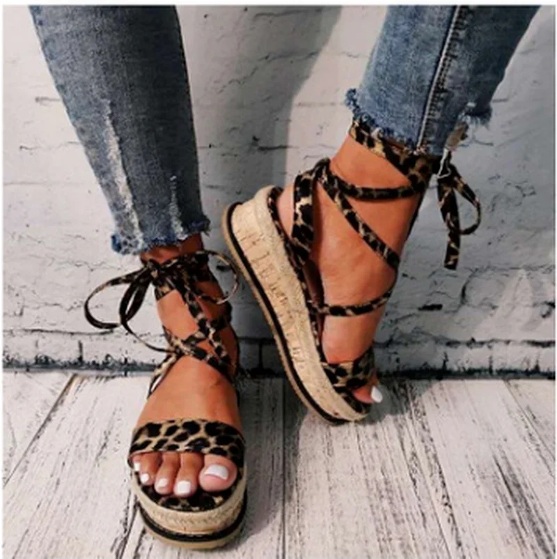 Kadın Sandalet Ayakkabı Yılan Kama Platformu Topuklu Çapraz Kayış Ayak Bileği Peep Toe Plaj parti ayakkabıları Zapatos  Görüntü 5