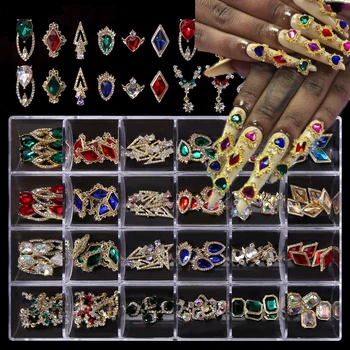 24 Kızlar*5 adet Mix Tırnak Takılar Taşlar Şeffaf KUTU AB Rhiestones 3D mücevher Kristal Taşlar, 2021 yeni!!! Manikür Takılar#6zd