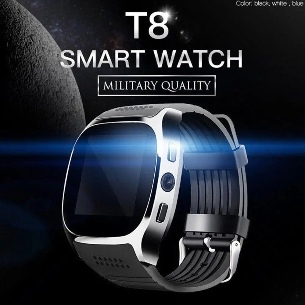 T8 Bluetooth Spor akıllı saat Kamera İle Whatsapp Destek SIM TF Kart Çağrı Smartwatch Android Telefon İçin Pedometre Akıllı Weara Görüntü 1