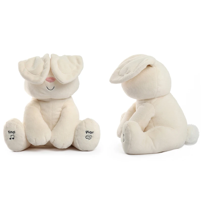Bebek Dolması Peluş Hayvanlar Oyuncak Tavşan oyuncak bebekler Müzik Hikayeler Sevimli Tavşan Flappy Kulak Anti-Stres Uyku Çocuk Hediyeler Görüntü 3