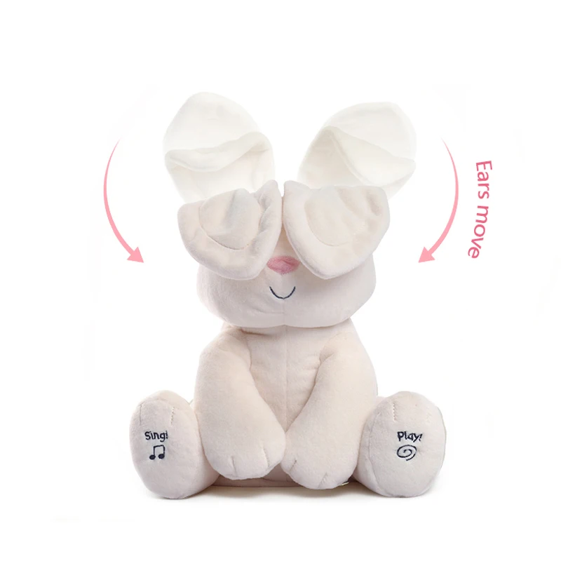 Bebek Dolması Peluş Hayvanlar Oyuncak Tavşan oyuncak bebekler Müzik Hikayeler Sevimli Tavşan Flappy Kulak Anti-Stres Uyku Çocuk Hediyeler Görüntü 4