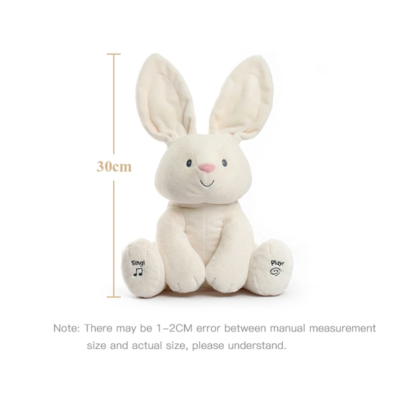 Bebek Dolması Peluş Hayvanlar Oyuncak Tavşan oyuncak bebekler Müzik Hikayeler Sevimli Tavşan Flappy Kulak Anti-Stres Uyku Çocuk Hediyeler Görüntü 5