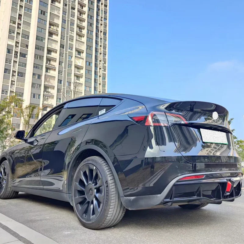 YENİ Tesla Modeli Y Arka Dudak Difüzör Spoiler Tampon Tamir Aksesuarları Splitter ABS Malzeme Siyah Gövde Kiti 2021 2022 Yıl Görüntü 2