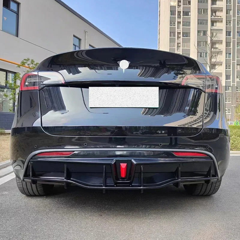 YENİ Tesla Modeli Y Arka Dudak Difüzör Spoiler Tampon Tamir Aksesuarları Splitter ABS Malzeme Siyah Gövde Kiti 2021 2022 Yıl Görüntü 3
