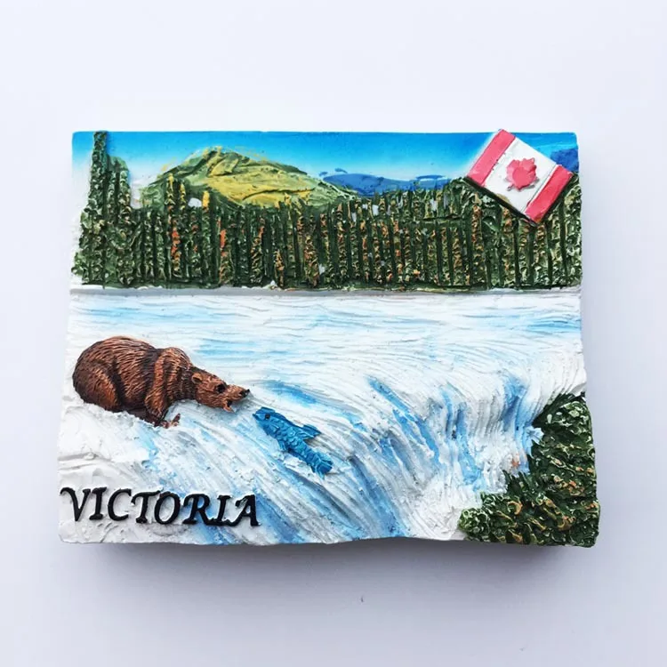 Dünya Seyahat buzdolabı mıknatısı Kanada Ülke Hatıra Buzdolabı Mıknatısları Kanada Ayı Akçaağaç Yaprağı Victoria Şehir 3d Reçine Sevimli Mıknatıslar Görüntü 3