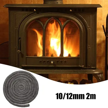 2M 10 / 12mm Şömine Sızdırmazlık Halatı Siyah Soba Yangın Halatı odun sobası Uzunluğu Kapı Contası Yüksek Sıcaklık Yangına Dayanıklı
