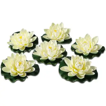 3/6/8 adet Yapay Yüzen Köpük Lotus Çiçekleri Su Zambak Gölet Bitkiler Sahte Bitkiler Düğün Dekor ev bahçe dekorasyonu