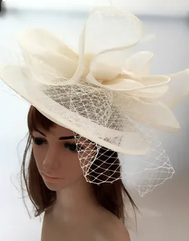 3 Renk Sinamay Düğün parti şapkaları Saç Fascinators Zarif Kadın Derby Durum Tuhafiye Şapkalar Peçe İle Bantlar MYQ112
