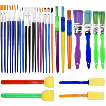 30 ADET Renkli Sanatçı Boya Fırçası Seti,Çocuk Çocuk Boya Fırçaları Başlangıç Seti Suluboya, boya Fırçaları Çizim Aracı