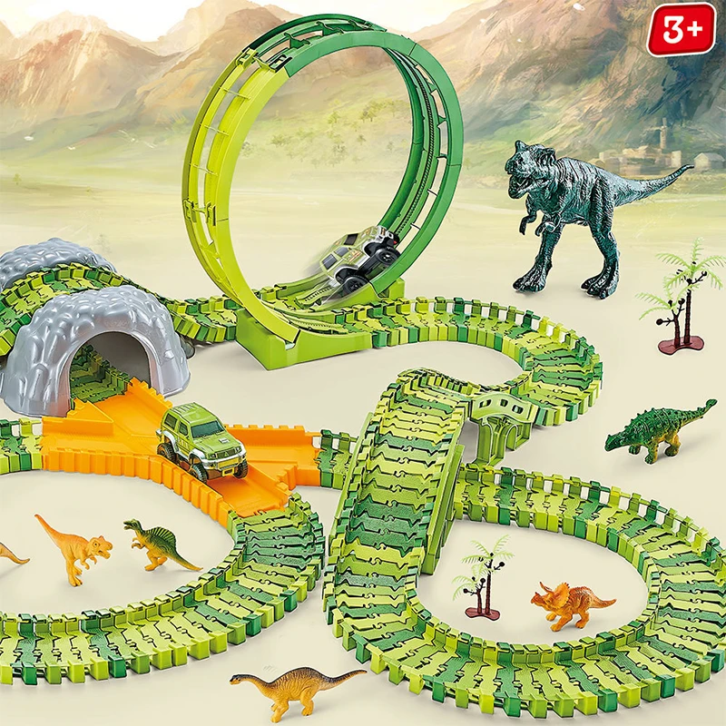 Dublör Elektrikli Dinozor Oyuncaklar Değişken Vagon Yapı Taşı Dıy Montaj Sahne hız treni Yarış erkek çocuk oyuncakları Çocuklar İçin Hediyeler Görüntü 2