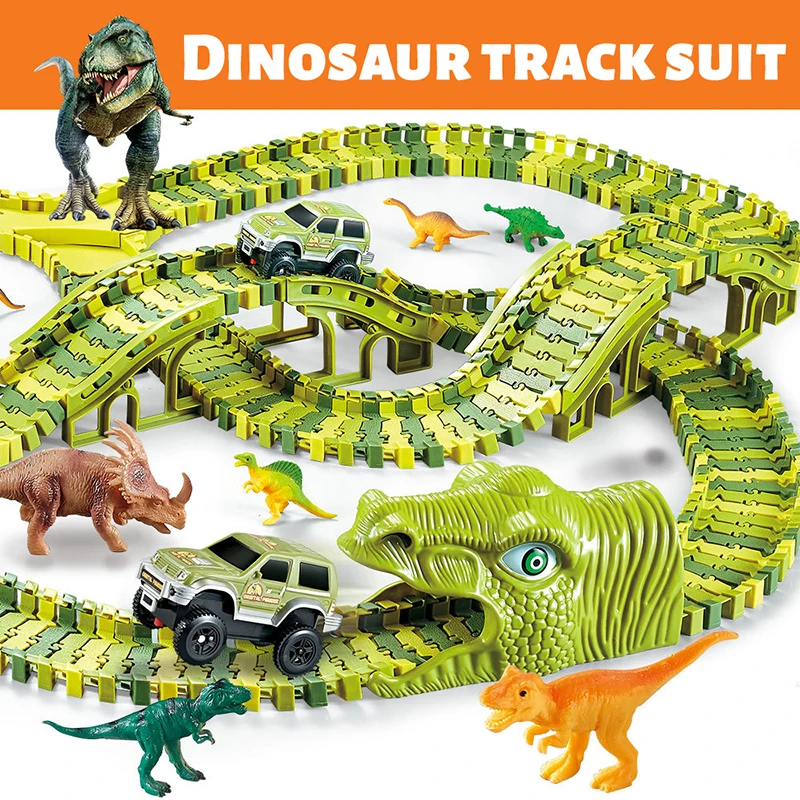 Dublör Elektrikli Dinozor Oyuncaklar Değişken Vagon Yapı Taşı Dıy Montaj Sahne hız treni Yarış erkek çocuk oyuncakları Çocuklar İçin Hediyeler Görüntü 5