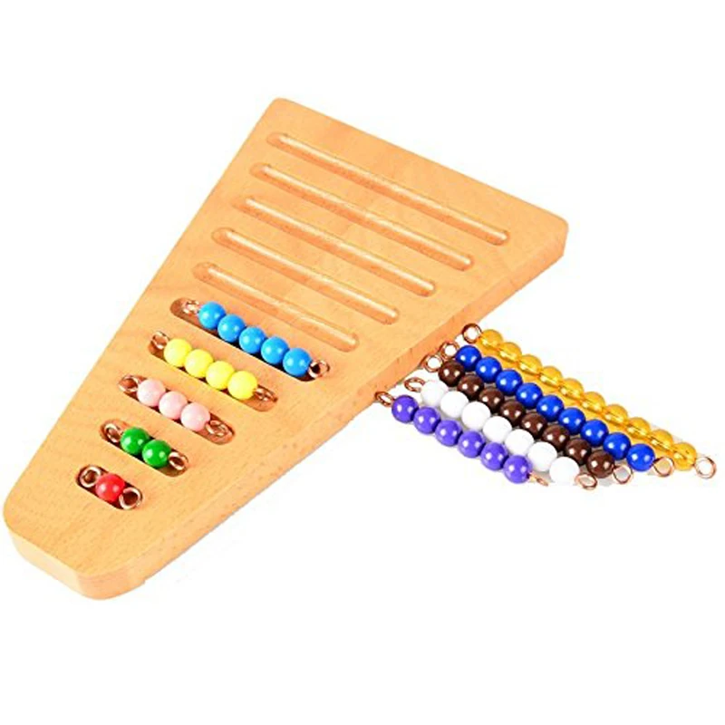 10 adet / takım Montessori Hakiki Boncuk Merdiven Aksesuarları Matematik Manipulatives Anaokulu renkli boncuklar Hediye için Bebek Erken Öğrenme Görüntü 2