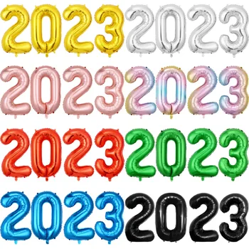 32 İnç 2023 Kırmızı Gül Altın Gümüş Balon 2023 Mutlu Yeni Yıl Folyo Balon Tezahürat 2023 Yeni Yıl Partisi Dekoru Çocuklar Favor