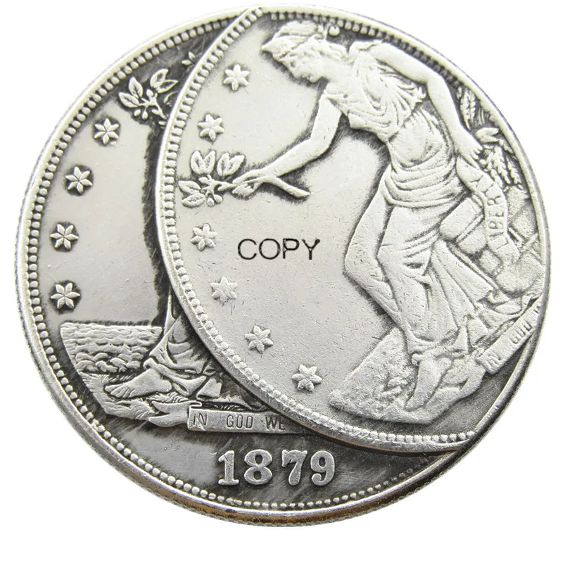 ABD 1879 Ticaret Dolar İki Yüzleri Hata Gümüş Kaplama Kopya Para Görüntü 0