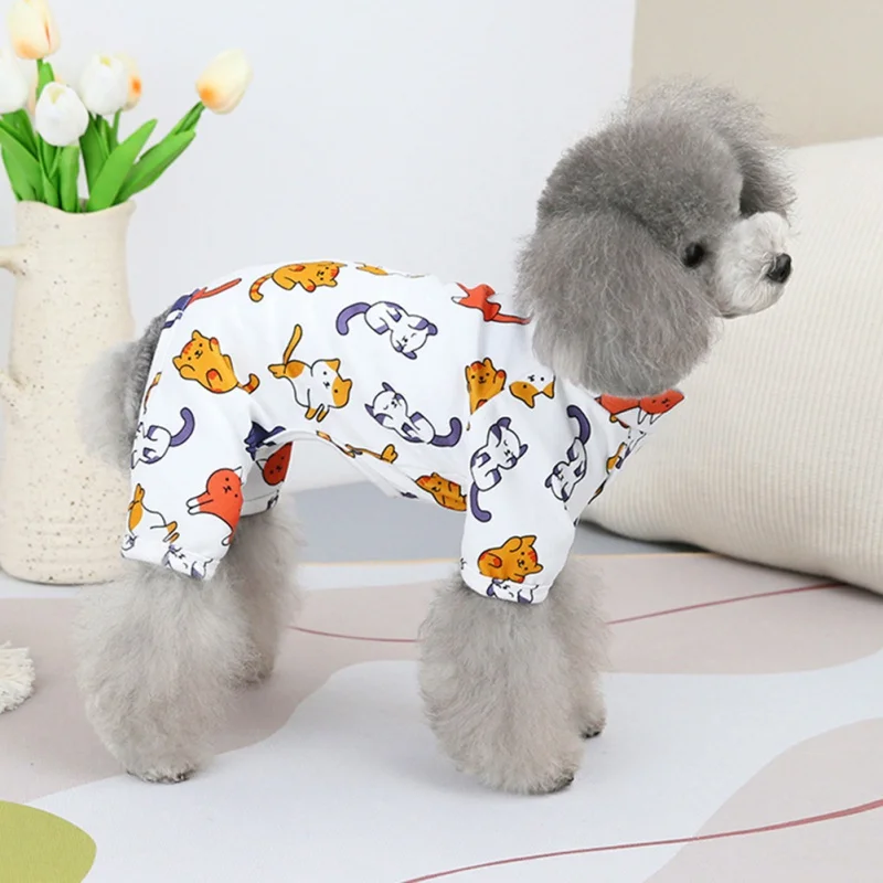 Sevimli Köpek Pijama Kostümleri Yumuşak Rahat Köpek Pijama Yumuşak Köpek Tulum Gömlek Pamuk Ceket Orta Küçük Köpekler Kediler için Görüntü 3