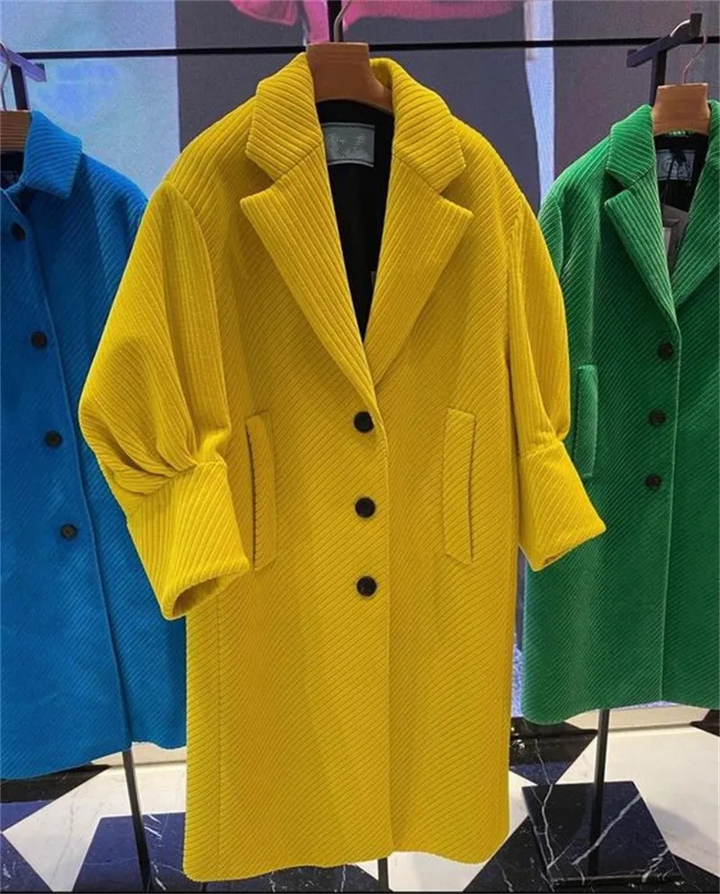 Kadife Kadın Takım Elbise Blazer Palto Kış Uzun Ceket Kalın Kıyafet Custom Made Trençkot Custom Made Görüntü 1