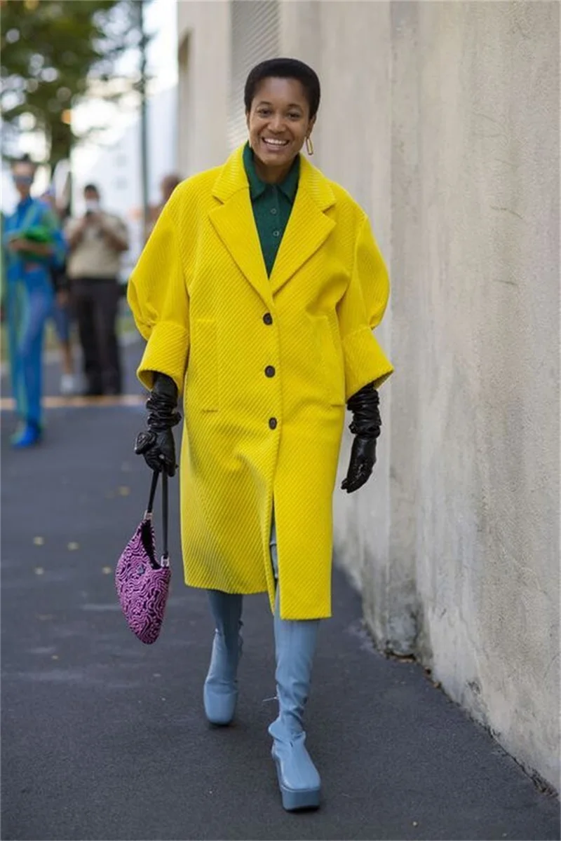 Kadife Kadın Takım Elbise Blazer Palto Kış Uzun Ceket Kalın Kıyafet Custom Made Trençkot Custom Made Görüntü 2