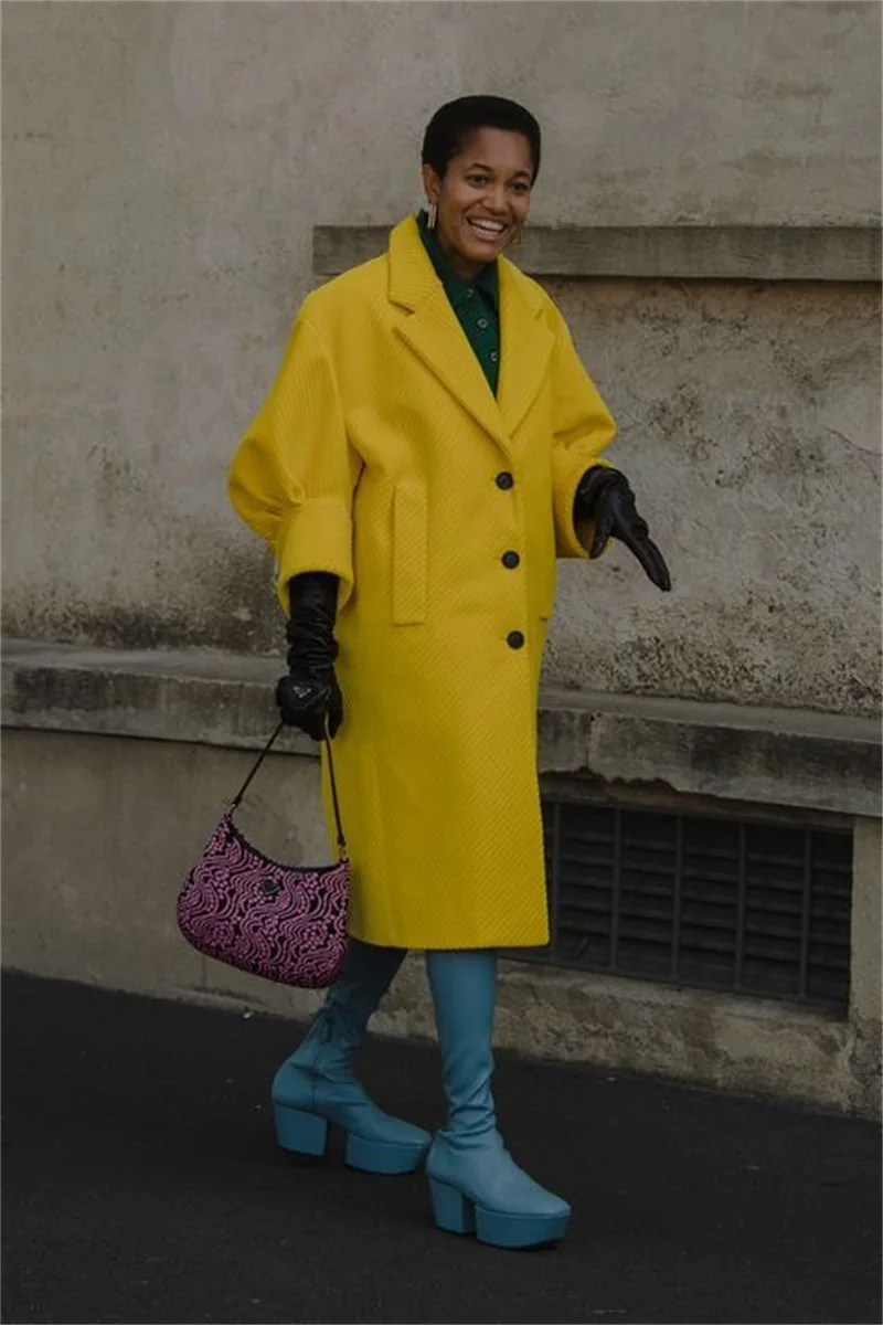 Kadife Kadın Takım Elbise Blazer Palto Kış Uzun Ceket Kalın Kıyafet Custom Made Trençkot Custom Made Görüntü 3