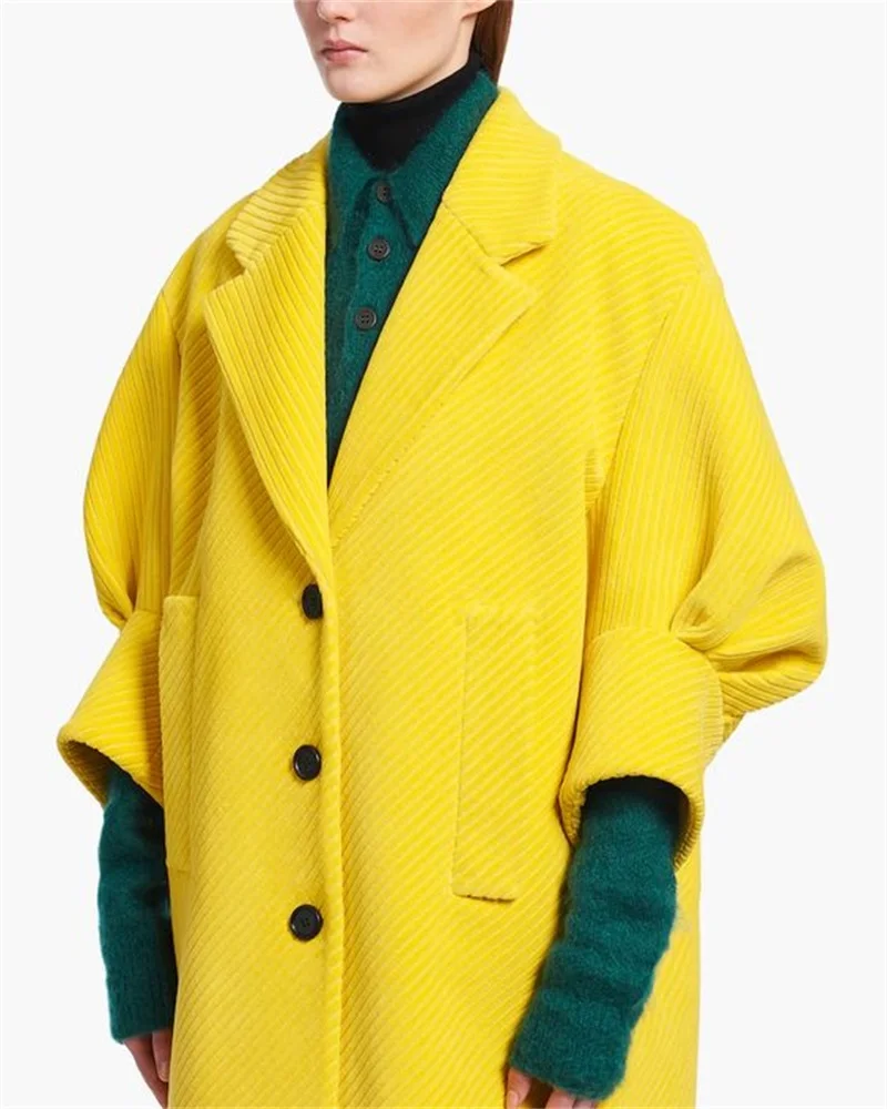 Kadife Kadın Takım Elbise Blazer Palto Kış Uzun Ceket Kalın Kıyafet Custom Made Trençkot Custom Made Görüntü 5