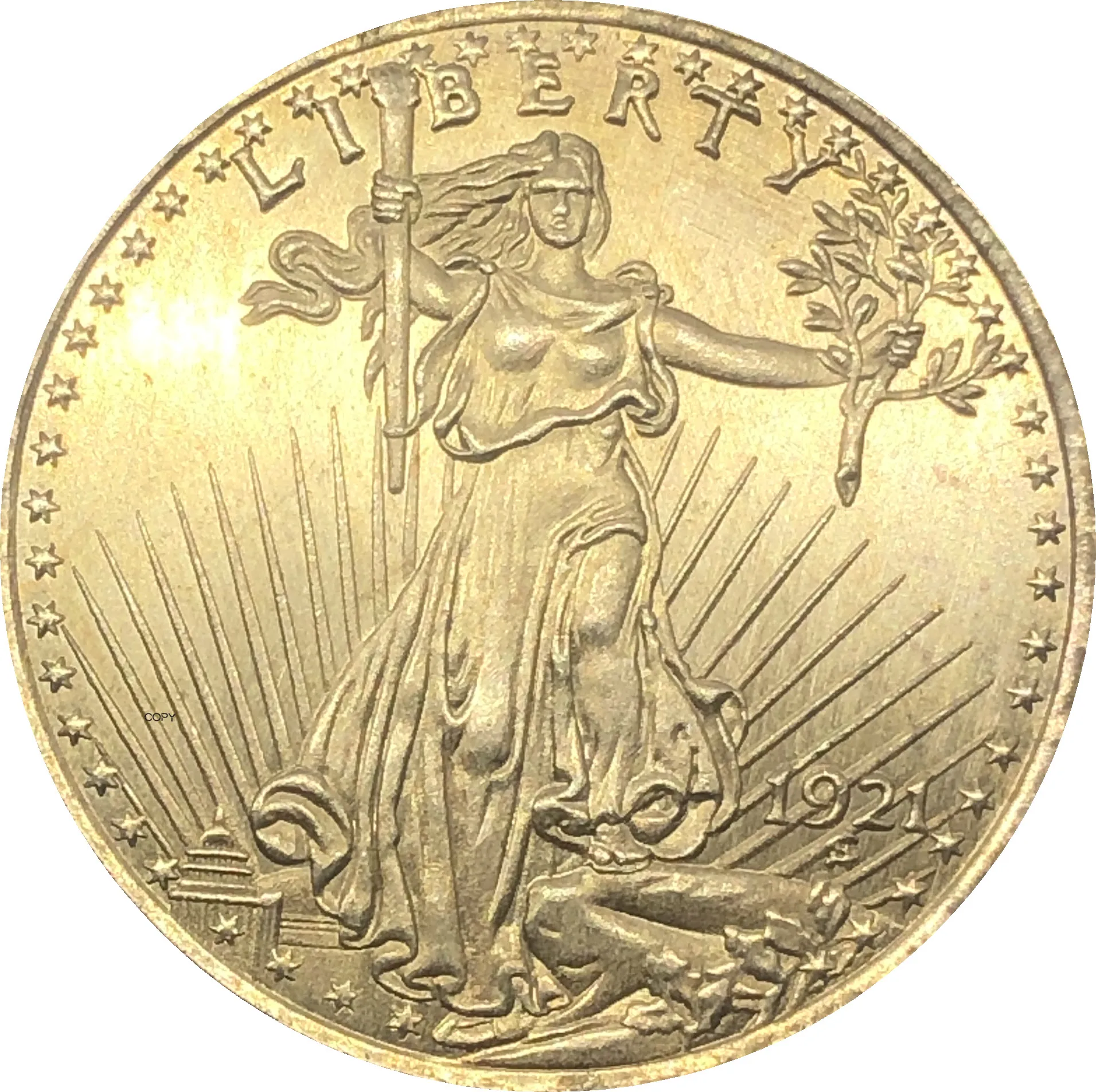 Amerika birleşik Devletleri Liberty 1921 Yirmi 20 Dolar Aziz Gaudens Çift Kartal Sloganı İle Tanrı Biz Güven Altın Kopya Para Görüntü 0