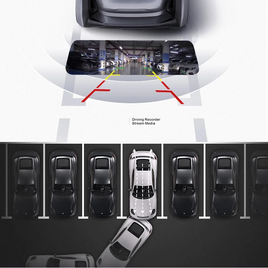Araba dvr'ı WİFİ 3 İN 1 Dikiz Aynası Kaydedici 2K FHD Video 10 İnç Dash kamera Sony Lens 1440 Kamera Akışı dikiz aynası Görüntü 3