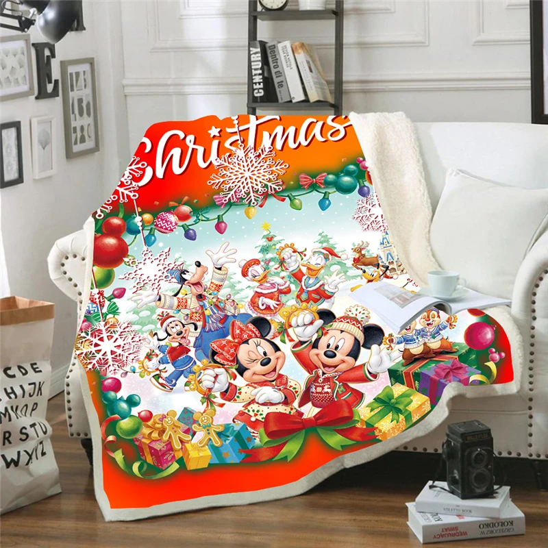 Disney Merry Christmas Battaniye Pazen Mickey Minnie Battaniye Yatak Karikatür Atmak Battaniye Çocuklar Yetişkinler Süslemeleri Hediyeler Görüntü 3