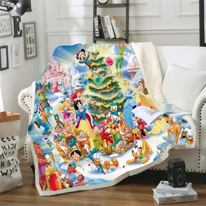 Disney Merry Christmas Battaniye Pazen Mickey Minnie Battaniye Yatak Karikatür Atmak Battaniye Çocuklar Yetişkinler Süslemeleri Hediyeler Görüntü 5